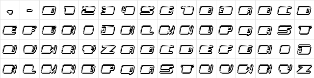 Patriotic Hollow Italic  glyph index