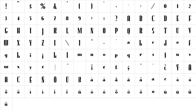 Rundfunk Regular  glyph index