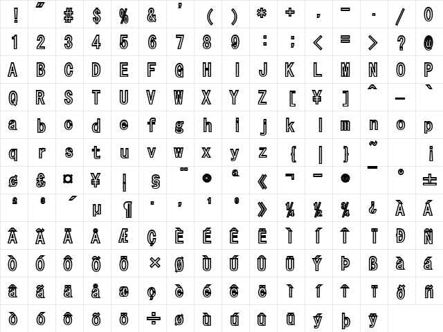 SD Viewer Edge Font Regular  glyph index