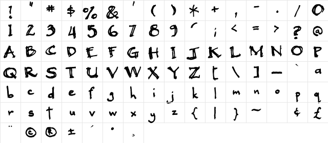 Black Beauty Regular  glyph index