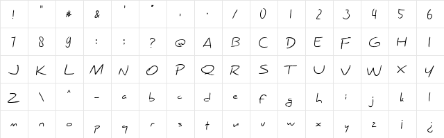 Kuashe Regular  glyph index