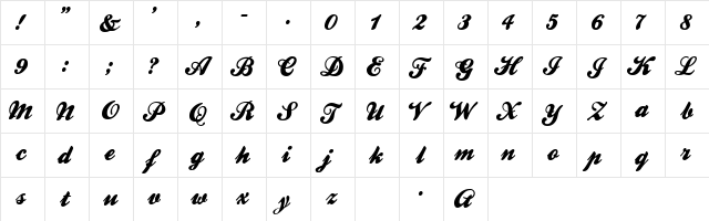 Ballpark Weiner  glyph index