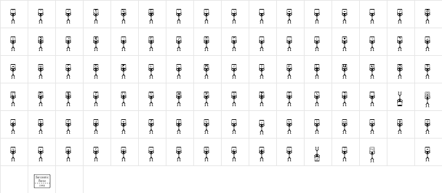 Cue Regular  glyph index