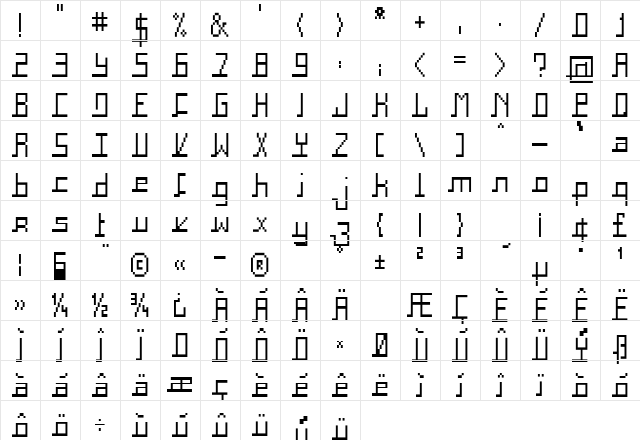 Square Condensed  glyph index