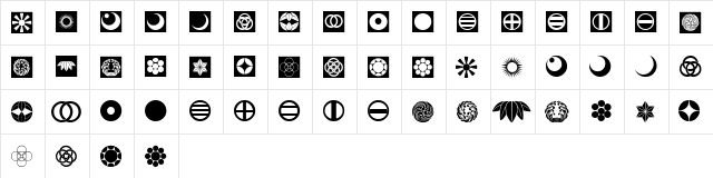 Oriental Icons IV Regular  glyph index