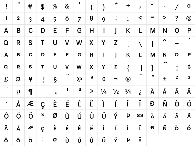 CorporateSSC Demi  glyph index