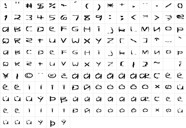 FZ WARPED 26 EX Normal  glyph index
