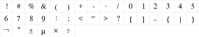 Standard Symbols L Regular  glyph index