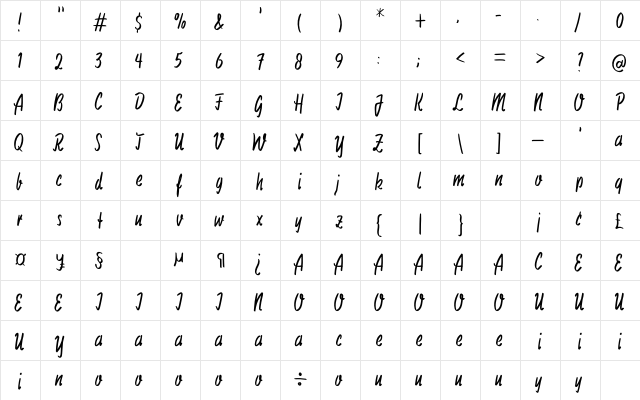 Dwarf Regular  glyph index