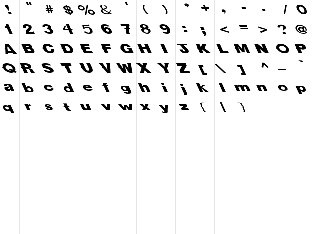 New Bold Wd Lefti Regular  glyph index