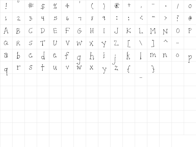 Patient Paige Regular  glyph index