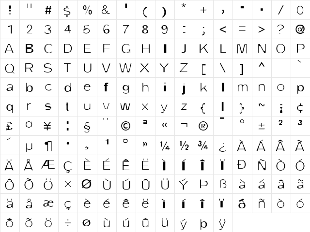 Dirty One  glyph index