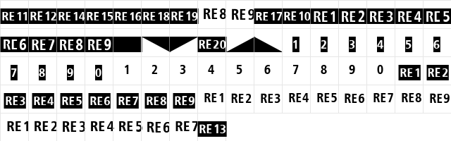 TransitLinie-RE Regular  glyph index