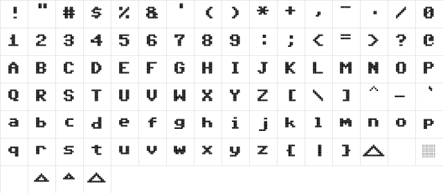 Triad XS Regular  glyph index