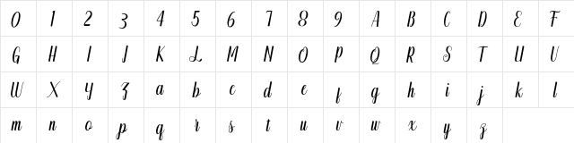 mahony Regular  glyph index