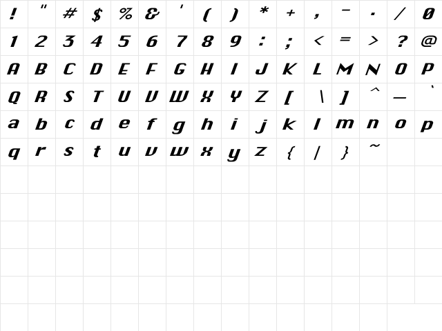 J-Phont Regular  glyph index