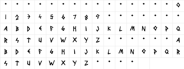 Wolves and Ruin Regular  glyph index