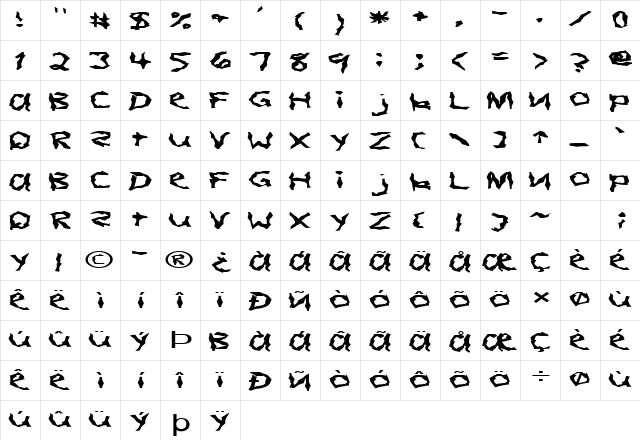 FZ WACKY 3 EX Normal  glyph index