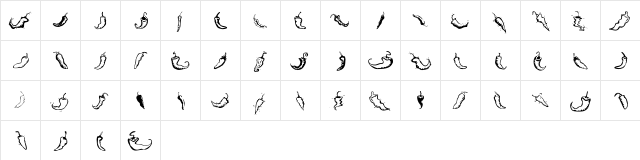 Chili Pepper Dingbats Regular  glyph index