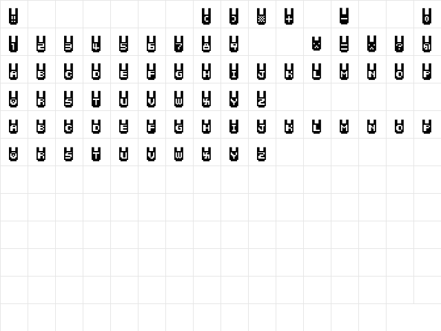RabbitBitFM Regular  glyph index