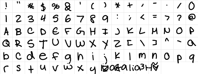 natalia colleen Regular  glyph index