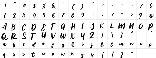 Reliser Regular  glyph index