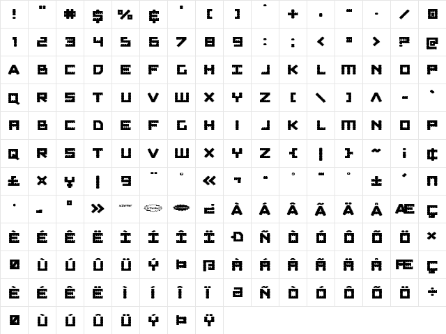 Obsidian Blade Expanded Expanded  glyph index