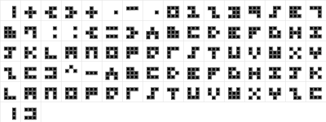 Blocky Outlined Regular  glyph index
