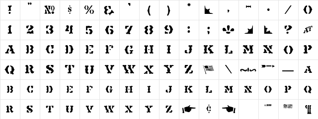 Maverick BE Regular  glyph index