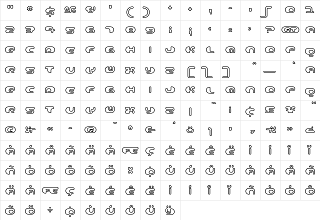Contour Regular  glyph index