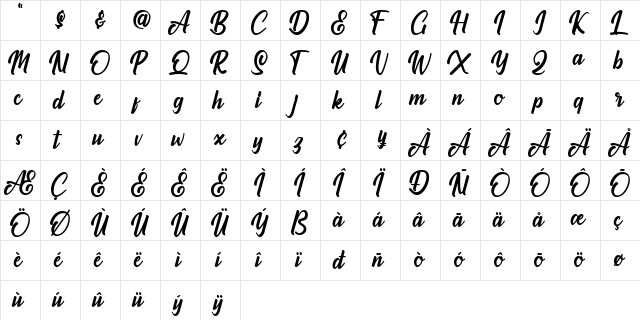 Claymale Personal Use Only Regular  glyph index