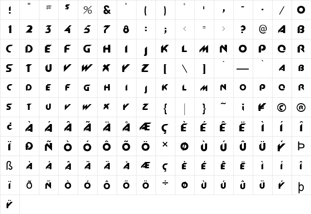 FZ JAZZY 4 Normal  glyph index