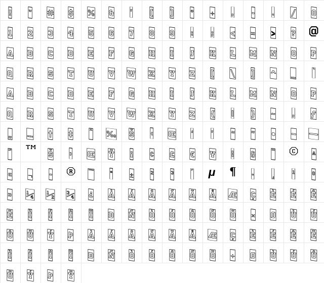 a_CampusCmOtlDn Bold  glyph index