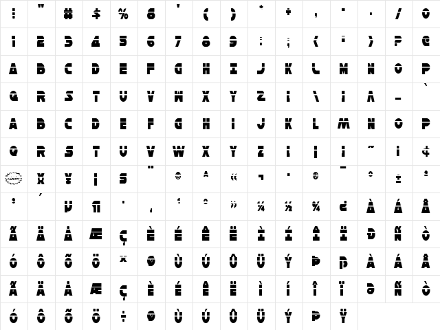 Han Solo Condensed Laser Condensed Laser  glyph index