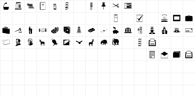 DexisDingbatsSevenSSi Regular  glyph index