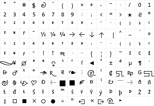 The Mix- Regular  glyph index