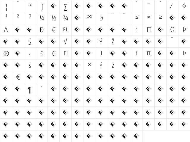 Dax-LightCapsExp Regular  glyph index