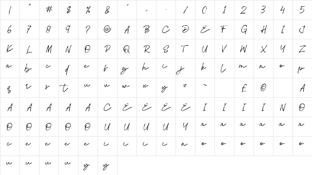 Atalla Regular  glyph index