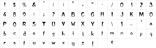Rooky Normal  glyph index