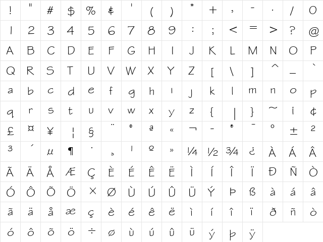 Stylus ITC Regular Regular  glyph index