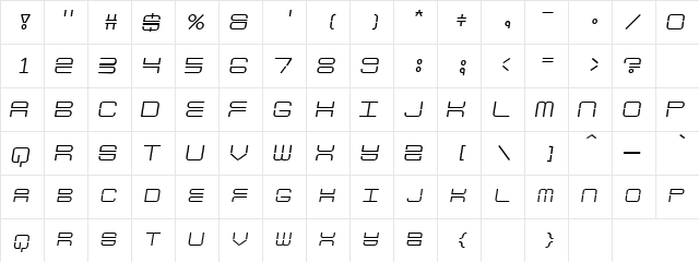 Petrry Fox Regular  glyph index