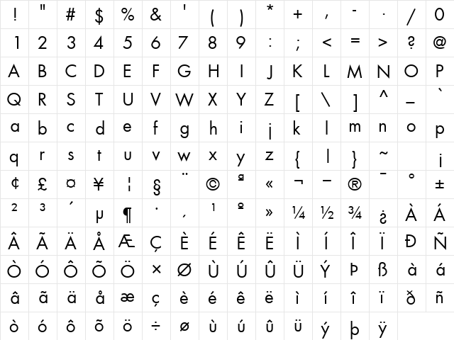 KudosBookSSK Regular  glyph index