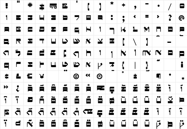 Circumcision-Sans Bold  glyph index