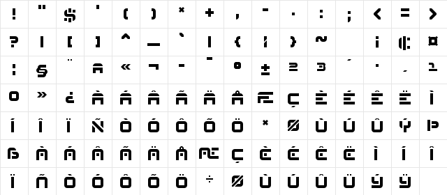 Reqruit Mk 2 Regular  glyph index