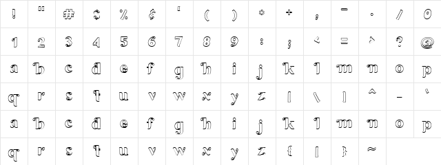 LD Stylin Regular  glyph index