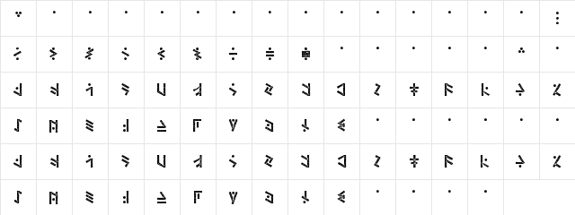 Temphis Dirty Regular  glyph index