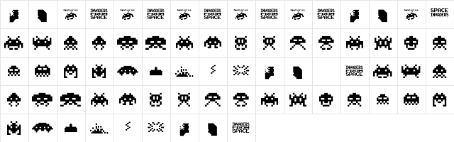invanders from space dingbats  glyph index