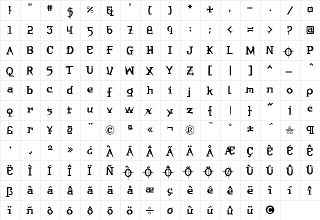 Orbital Medium  glyph index