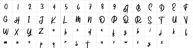 Huttem FREE Regular  glyph index