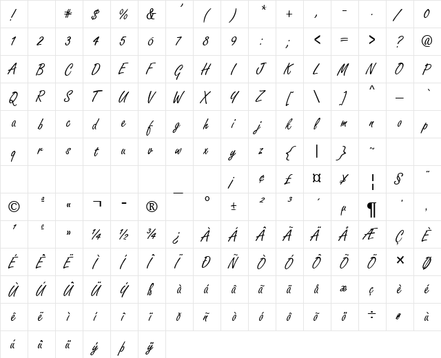 Freeze Normal  glyph index